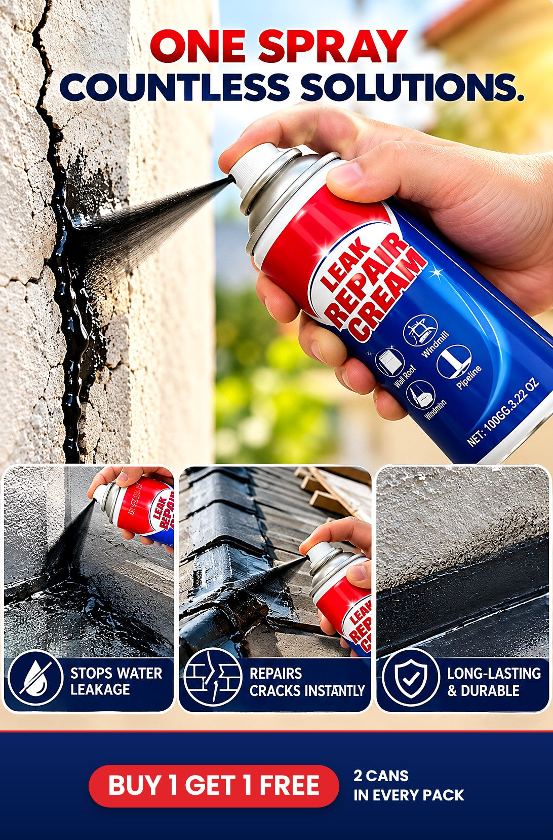 Leak Repair Waterproof Sealant Spray (Pack of 2)